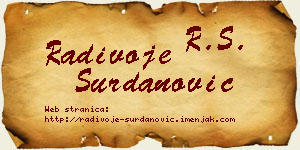 Radivoje Surdanović vizit kartica